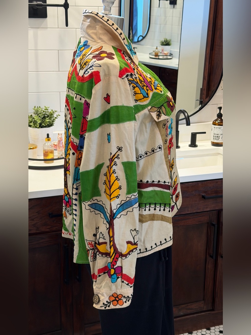 Rare Vintage Sandy Starkman Hand Painted Embroider Boho Art Jacket Statement XL - Picture 6 of 15